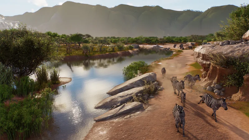 Animals beside a river in a Wildlife Reserve